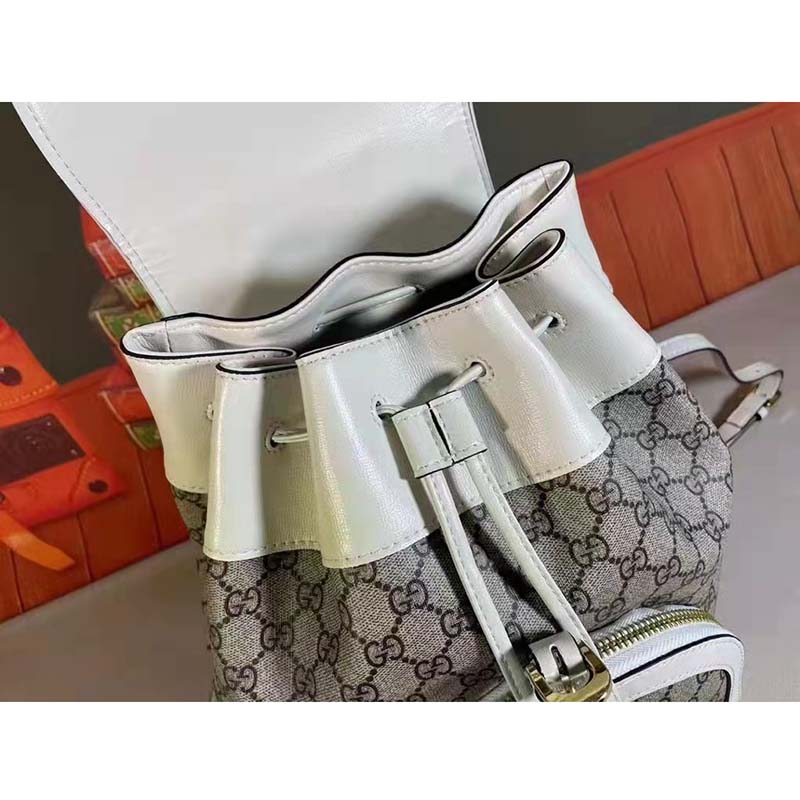 Gucci GG Unisex Gucci 1955 Horsebit Backpack White/Ebony Supreme Canvas