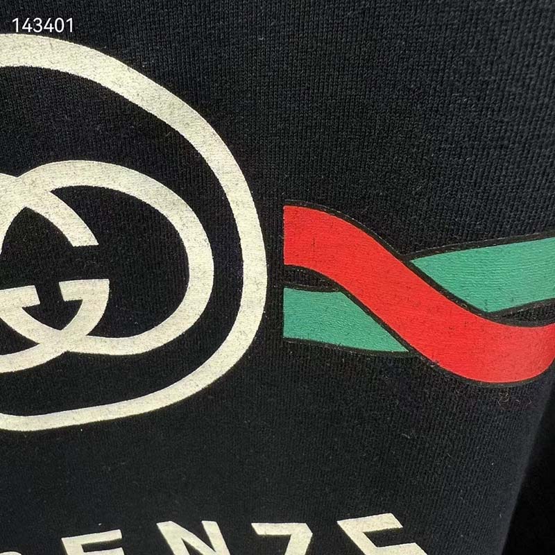 Gucci GG Women Cotton Jersey ‘Gucci Firenze 1921’ T-Shirt Crewneck Oversize Fit