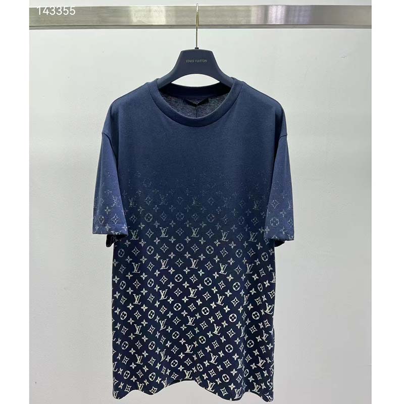 Louis Vuitton Men Mental LVSE Monogram Gradient T-Shirt Cotton Regular Fit Dark Ocean