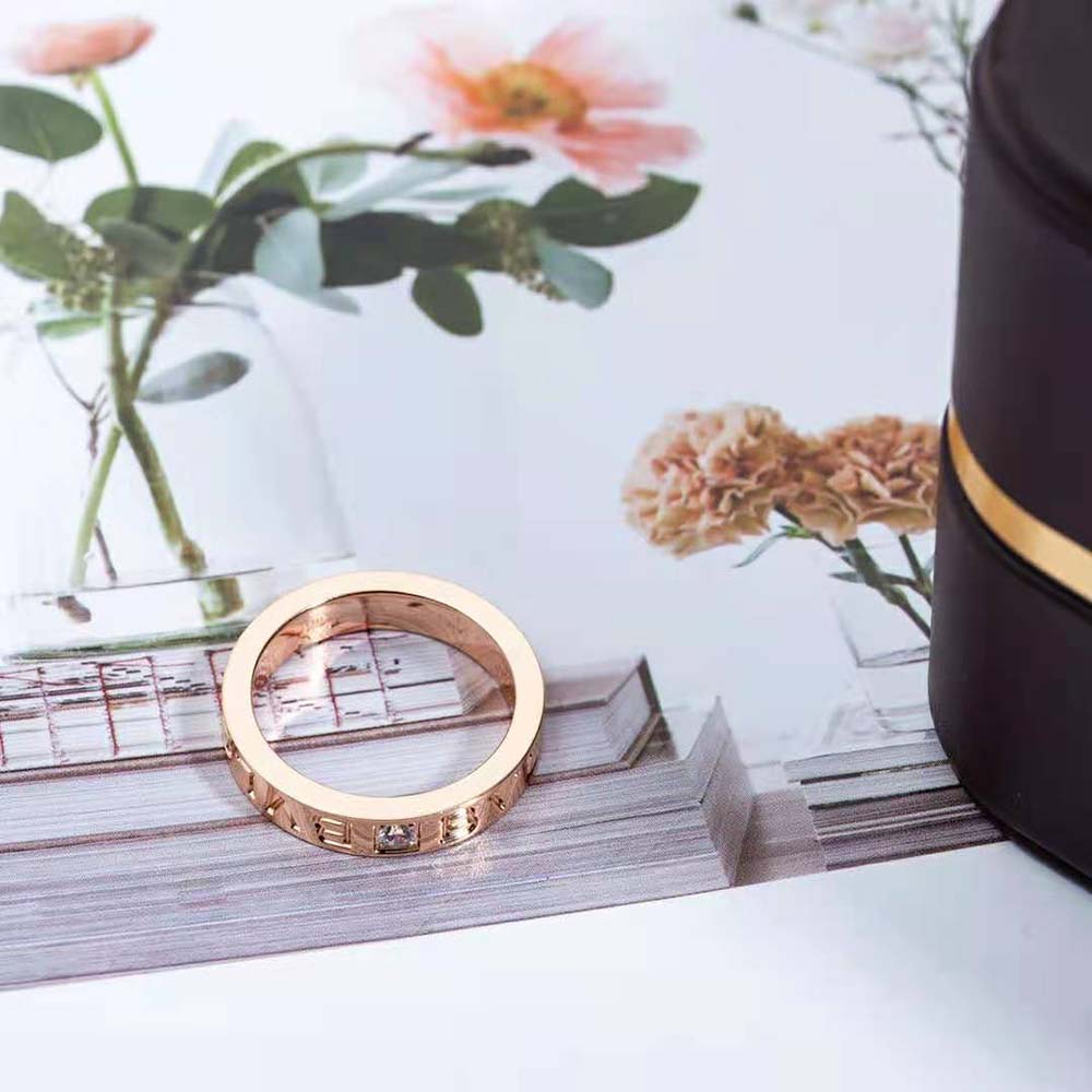 Bvlgari Women Bvlgari Bvlgari Ring 18 KT Rose Gold Ring with Diamond