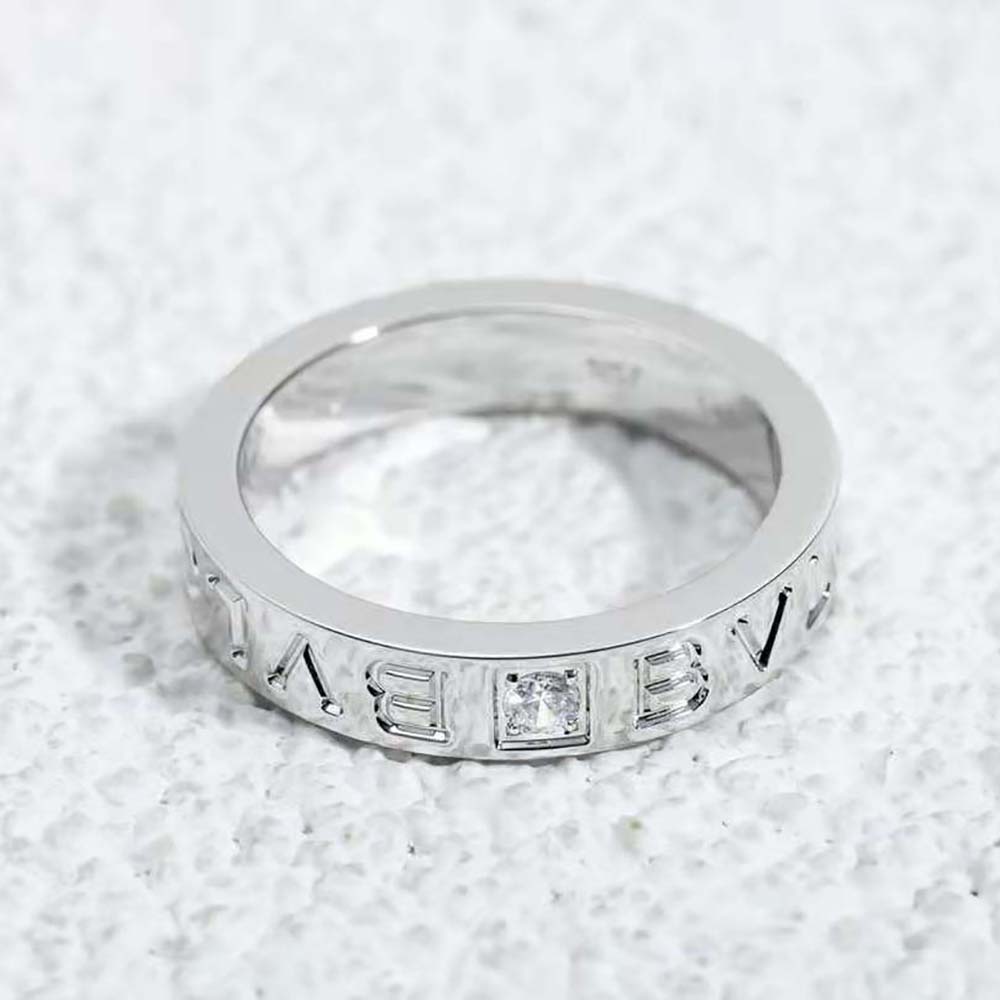 Bvlgari Women Bvlgari Bvlgari Ring 18 KT White Gold Ring with Diamond