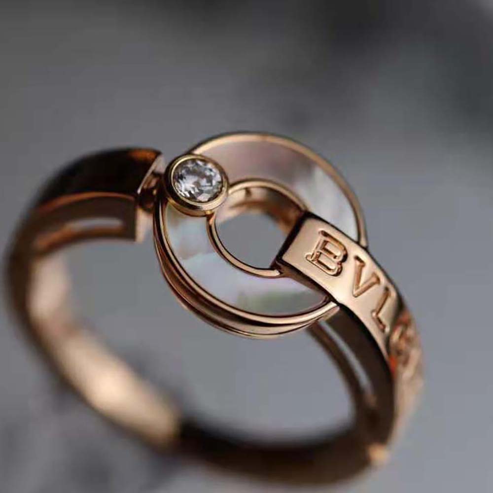 Bvlgari Women Openwork 18 KT Rose Gold Ring
