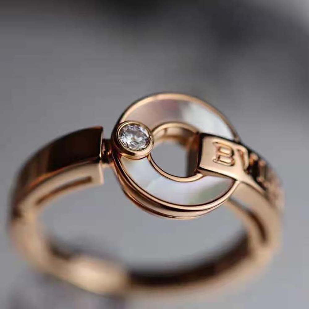 Bvlgari Women Openwork 18 KT Rose Gold Ring