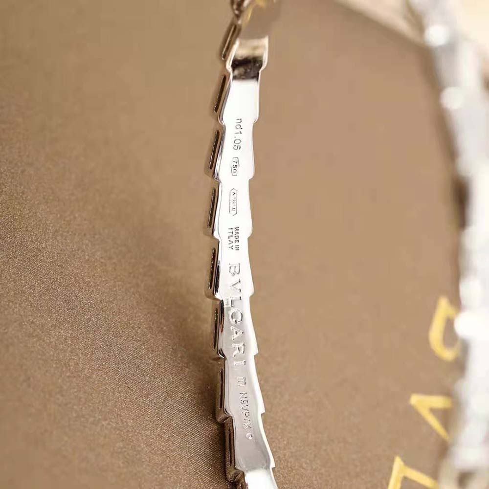 Bvlgari Women Serpenti Viper 18 KT White Gold Bracelet Set with Demi Pave Diamonds