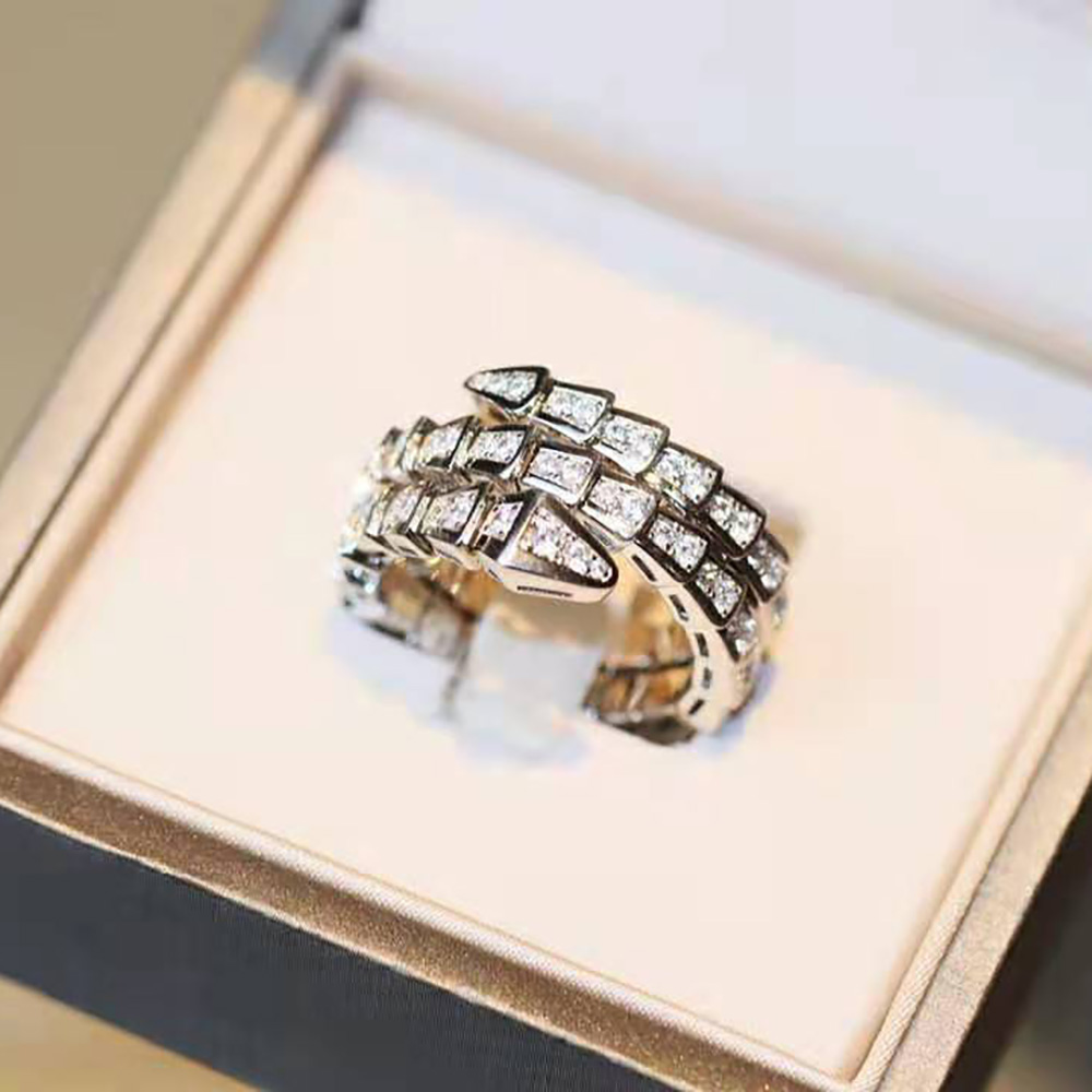 Bvlgari Women Serpenti Viper Two-coil 18 KT White Gold Ring