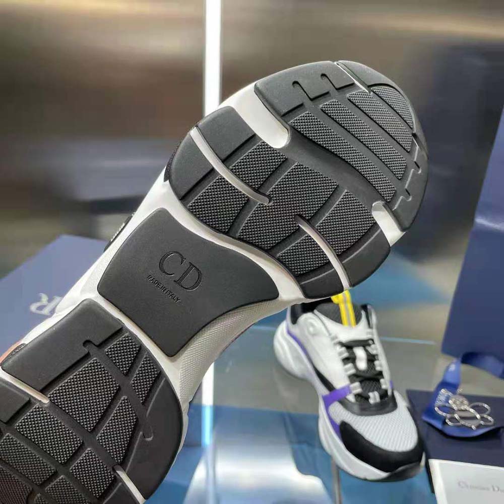 Dior Men B22 Sneaker Violet and White Calfskin with White and Black Technical Mesh