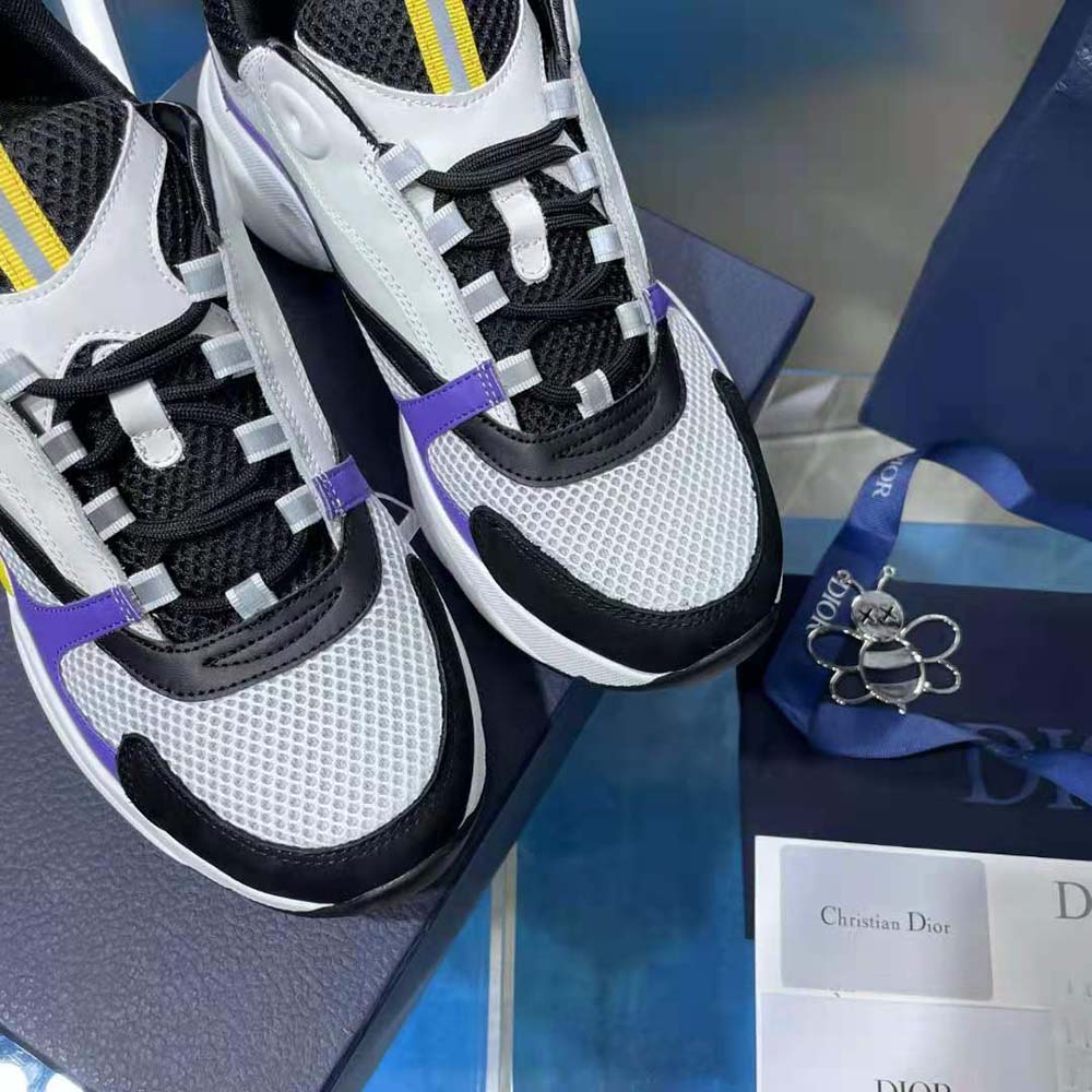 Dior Men B22 Sneaker Violet and White Calfskin with White and Black Technical Mesh