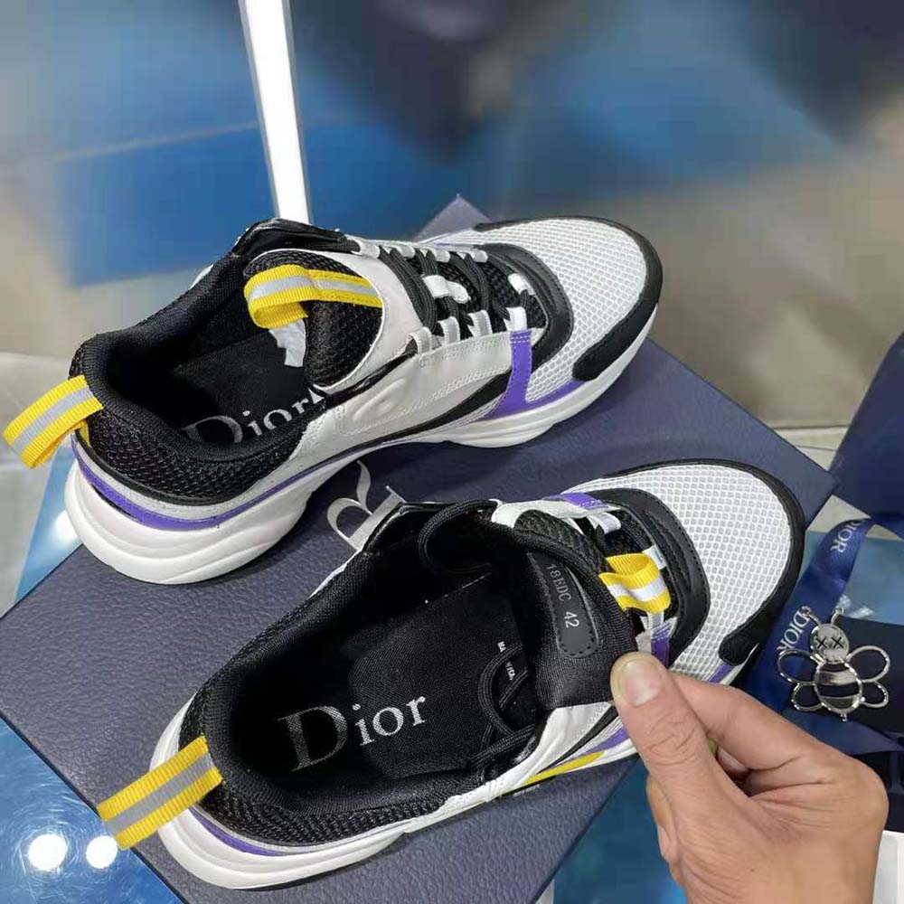 Dior Men B22 Sneaker Violet and White Calfskin with White and Black Technical Mesh