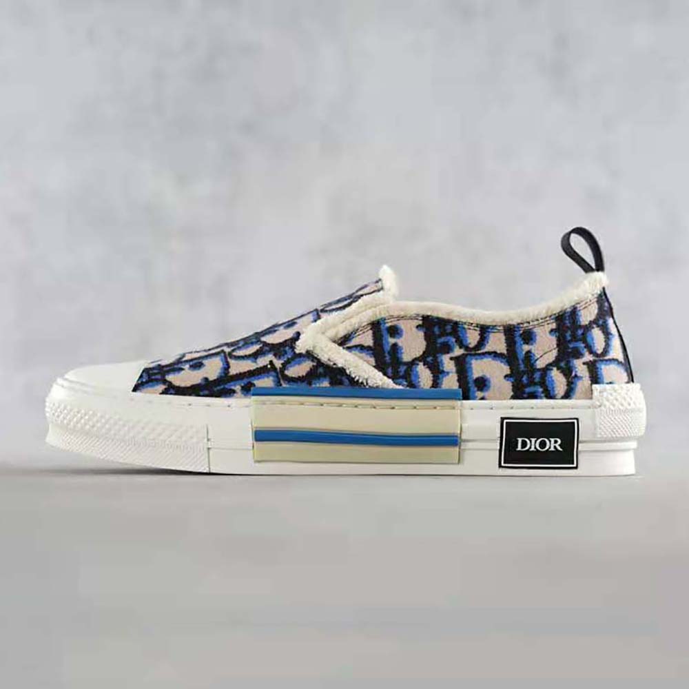 Dior Men B23 Slip-on Sneaker Beige Black and Navy Blue Dior Oblique Tapestry