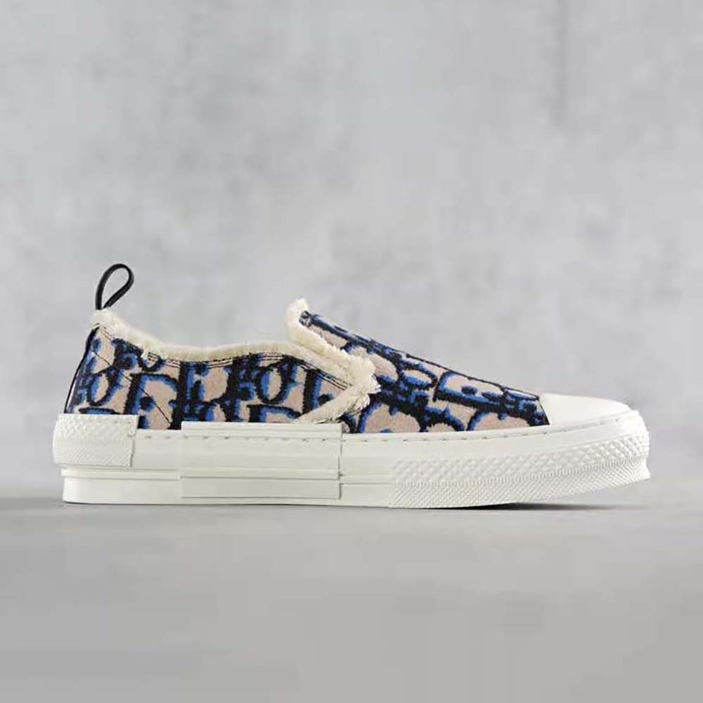 Dior Men B23 Slip-on Sneaker Beige Black and Navy Blue Dior Oblique Tapestry