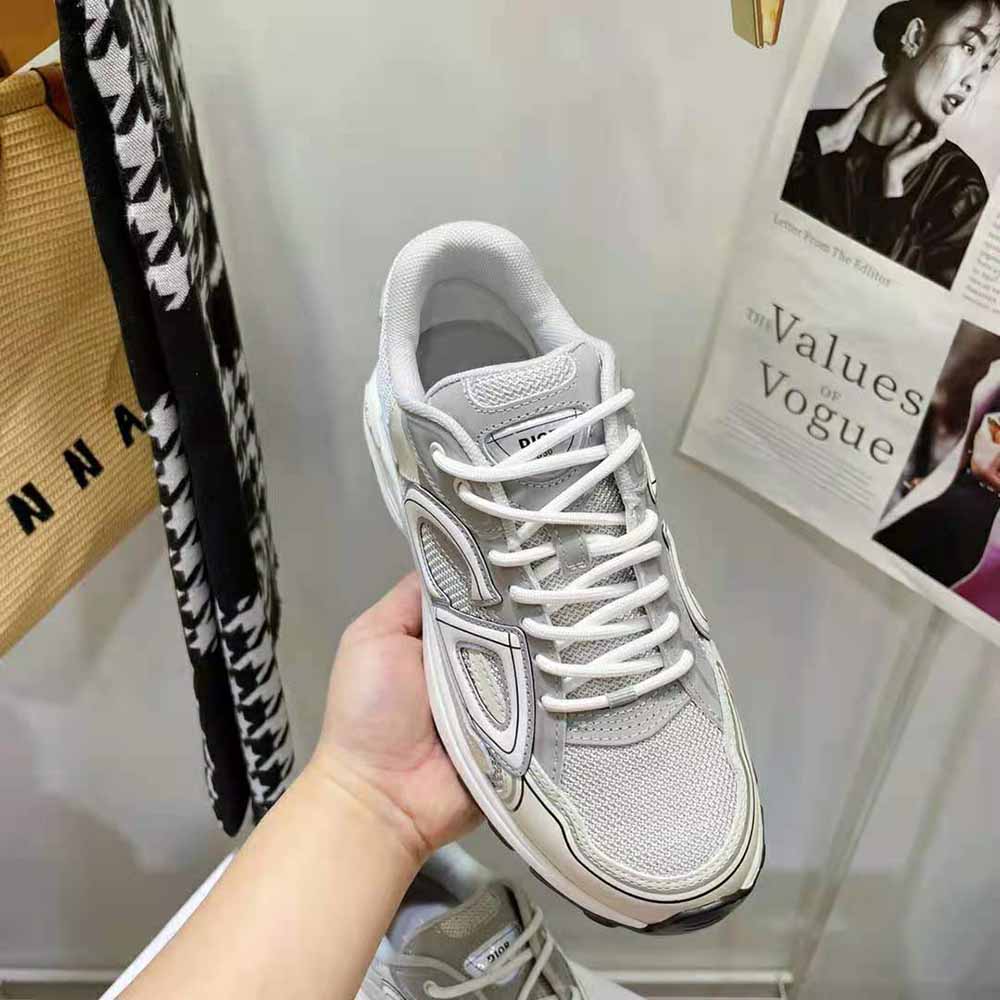 Dior Men B30 Sneaker Olive Mesh and Cream Technical Fabric