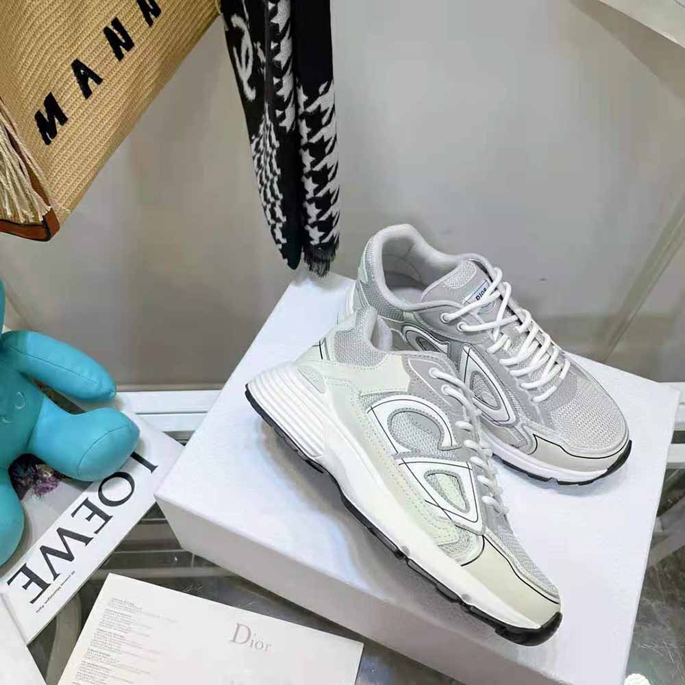 Dior Men B30 Sneaker Olive Mesh and Cream Technical Fabric