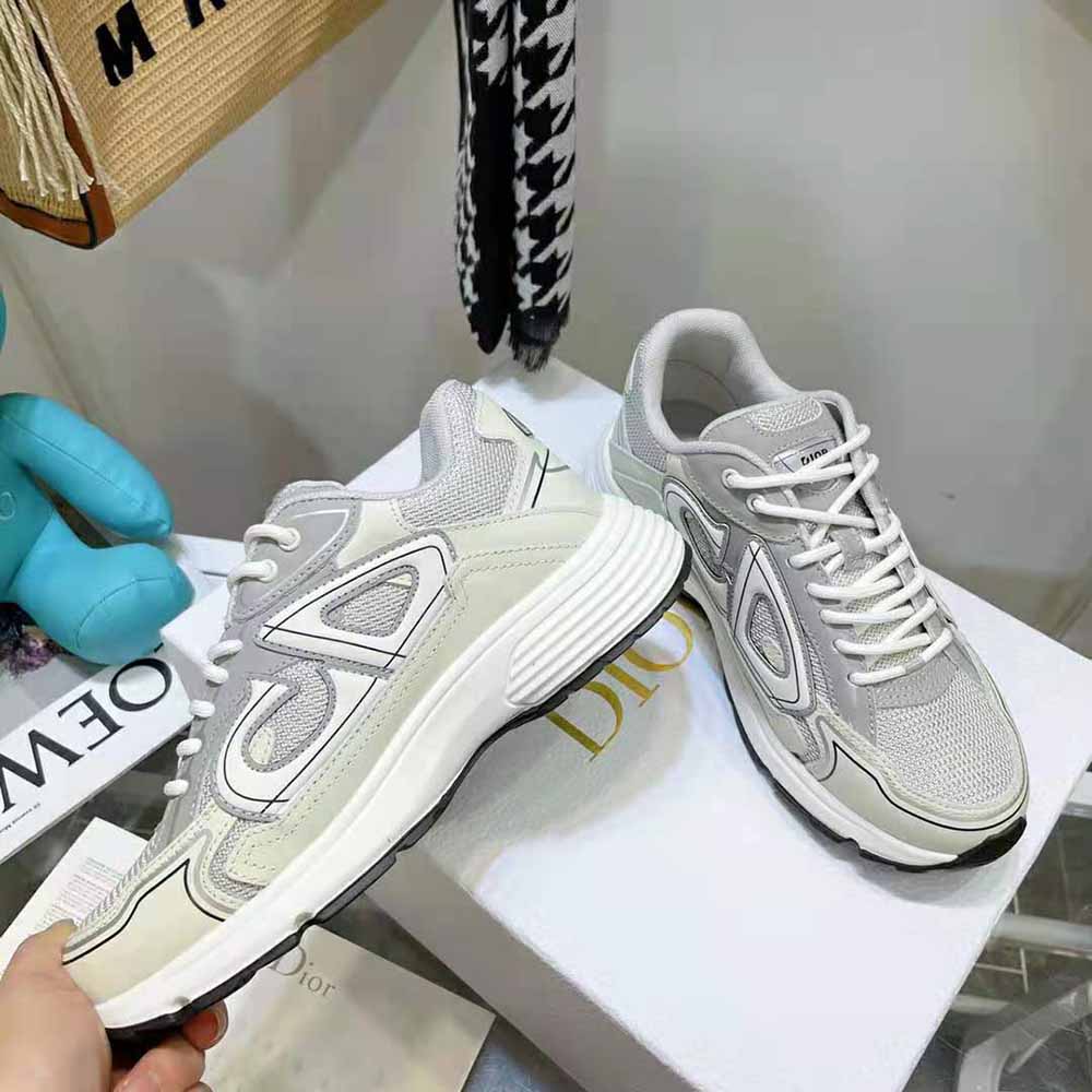 Dior Men B30 Sneaker Olive Mesh and Cream Technical Fabric