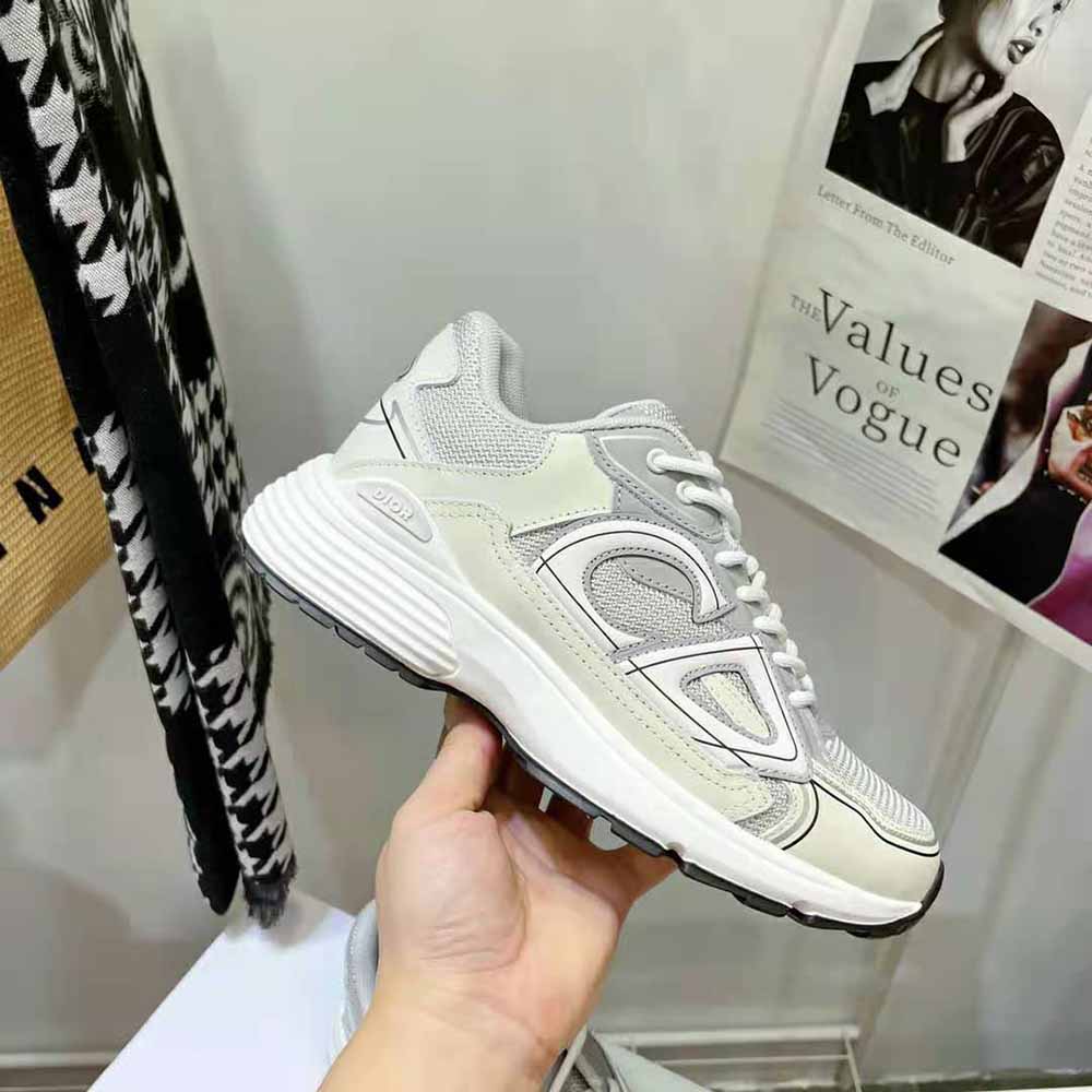 Dior Men B30 Sneaker Olive Mesh and Cream Technical Fabric