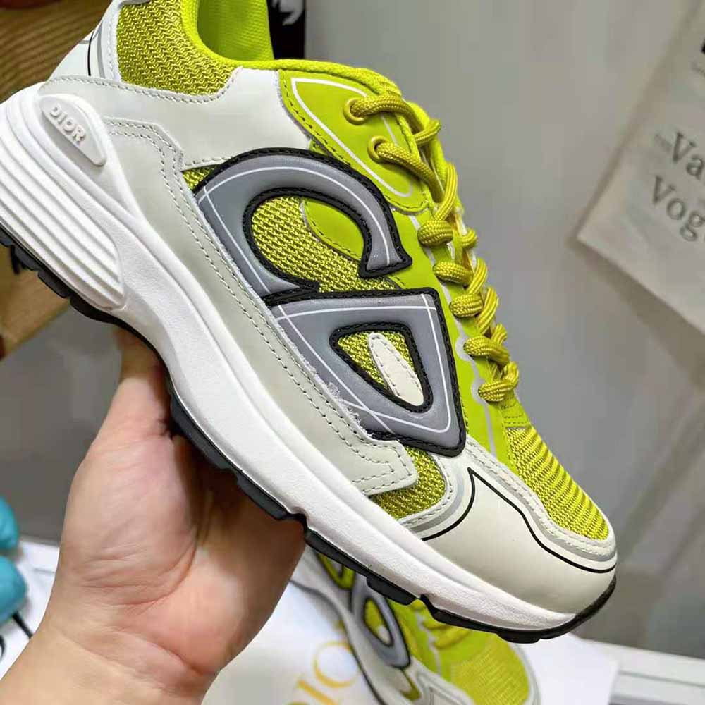 Dior Men B30 Sneaker Yellow Mesh and White Technical Fabric