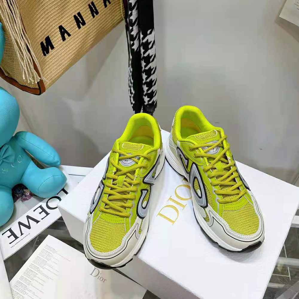 Dior Men B30 Sneaker Yellow Mesh and White Technical Fabric