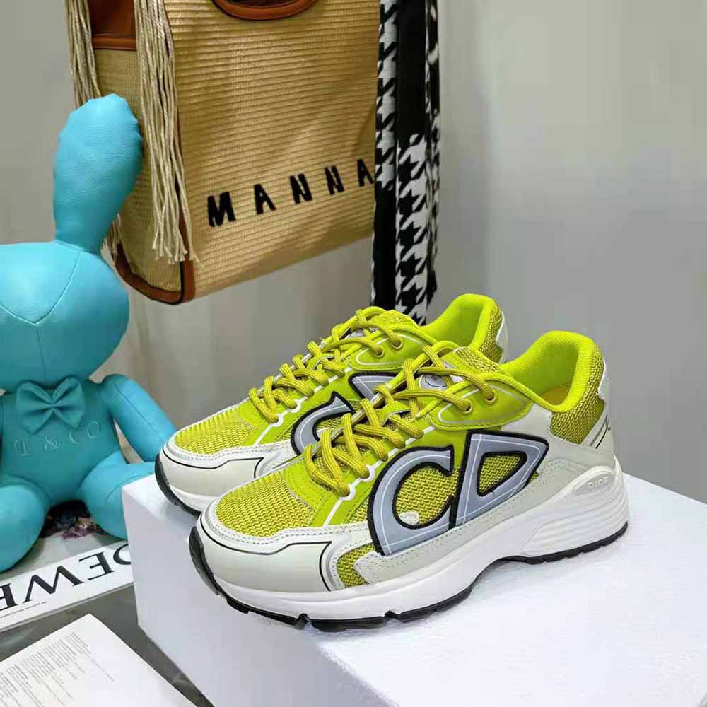 Dior Men B30 Sneaker Yellow Mesh and White Technical Fabric
