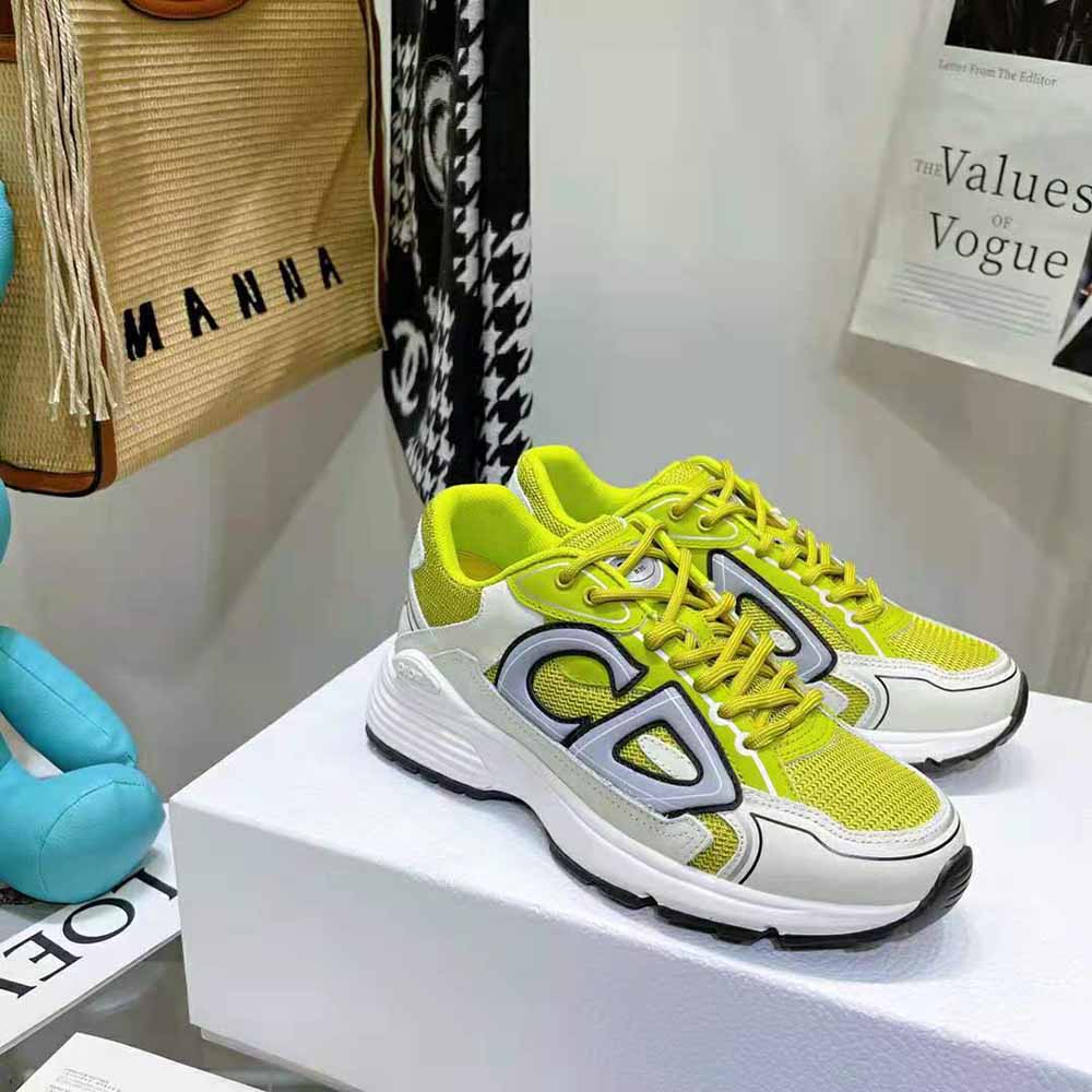 Dior Men B30 Sneaker Yellow Mesh and White Technical Fabric