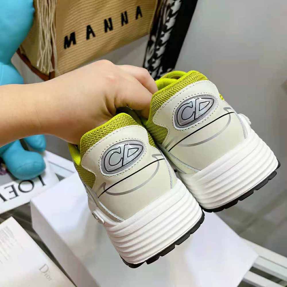 Dior Men B30 Sneaker Yellow Mesh and White Technical Fabric