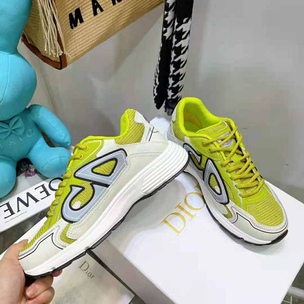 Dior Men B30 Sneaker Yellow Mesh and White Technical Fabric