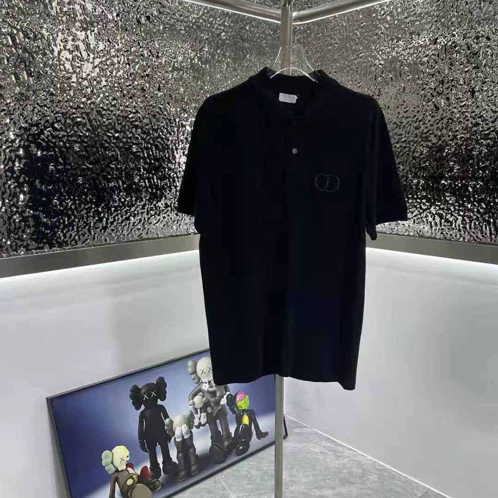 Dior Men CD Icon Polo Shirt Black Cotton Pique