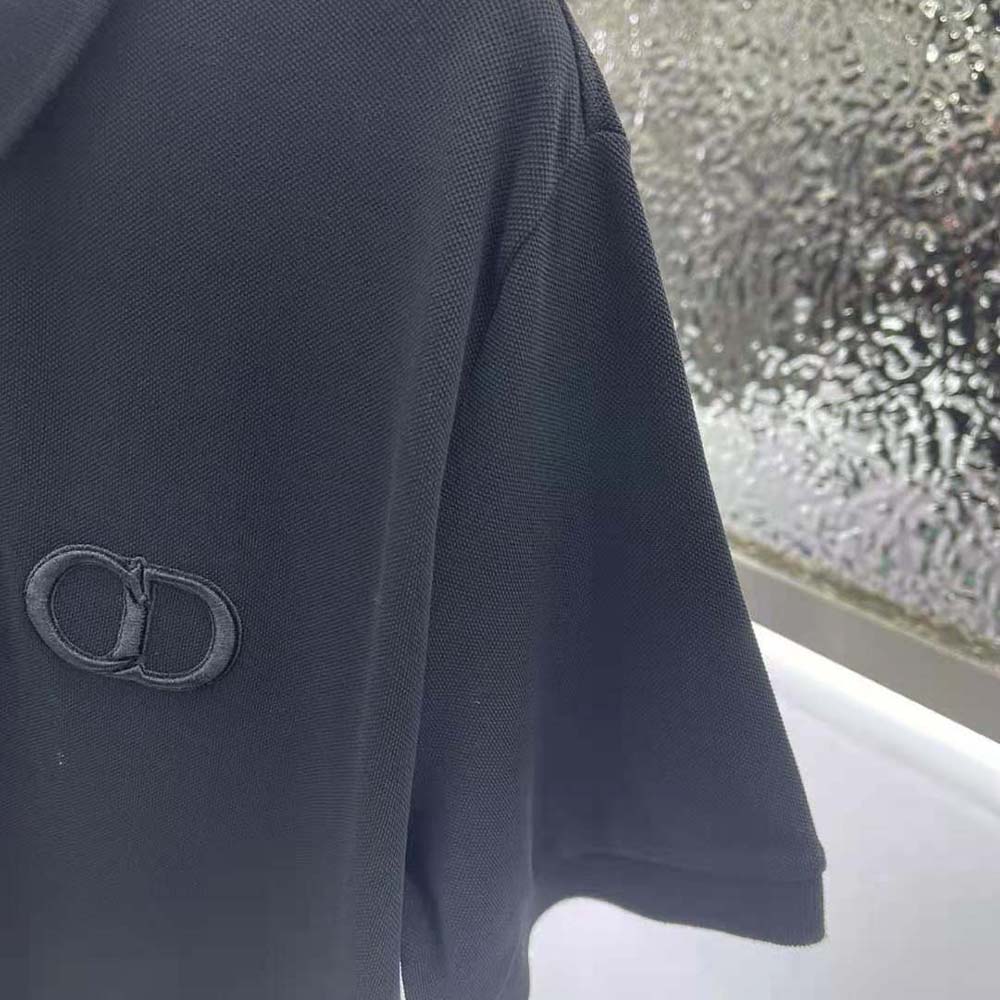 Dior Men CD Icon Polo Shirt Black Cotton Pique