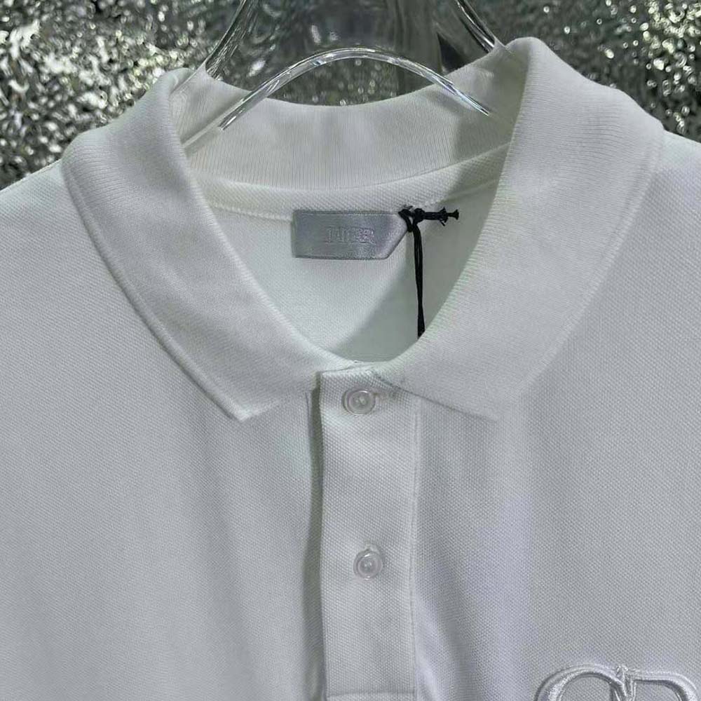 Dior Men CD Icon Polo Shirt White Cotton Pique