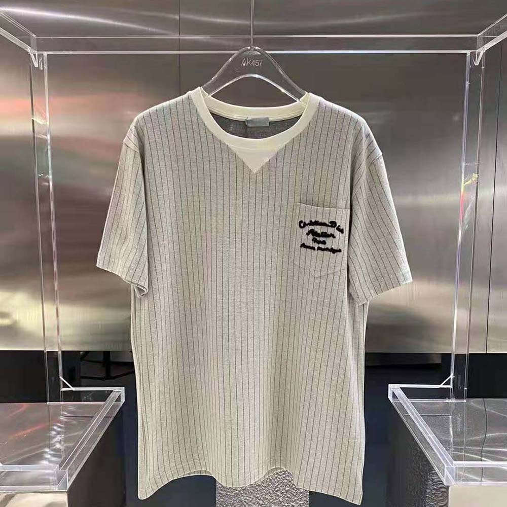 Dior Men Christian Dior Atelier T-shirt Relaxed Fit Ecru Wool and Cotton Jersey