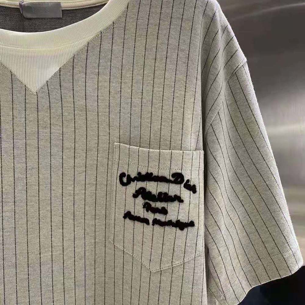 Dior Men Christian Dior Atelier T-shirt Relaxed Fit Ecru Wool and Cotton Jersey