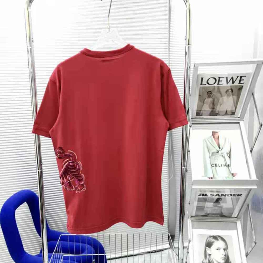Dior Men Dior and Kenny Scharf T-shirt Relaxed Fit Red Cotton Jersey