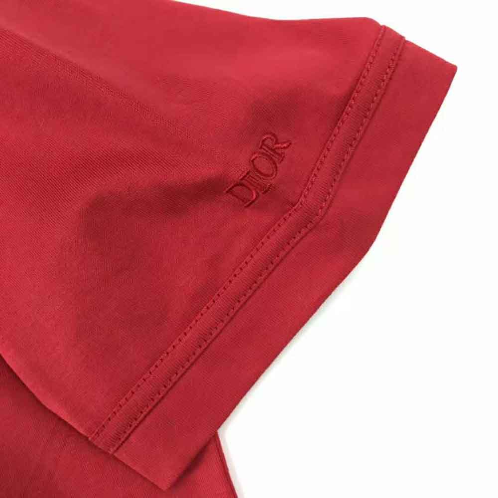 Dior Men Dior and Kenny Scharf T-shirt Relaxed Fit Red Cotton Jersey