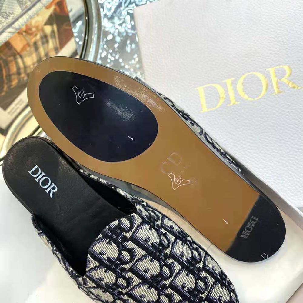 Dior Men Indior Mule Beige and Black Dior Oblique Jacquard