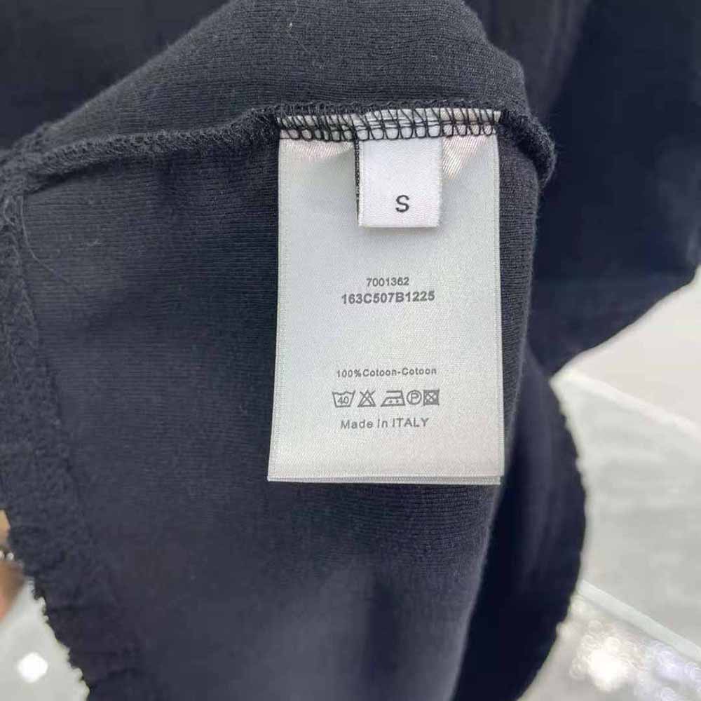Dior Men Oblique T-shirt Relaxed Fit Navy Blue Terry Cotton Jacquard