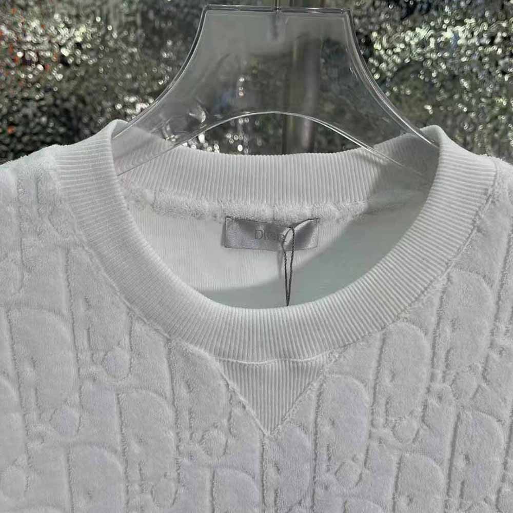 Dior Men Oblique T-shirt Relaxed Fit Off-White Terry Cotton Jacquard