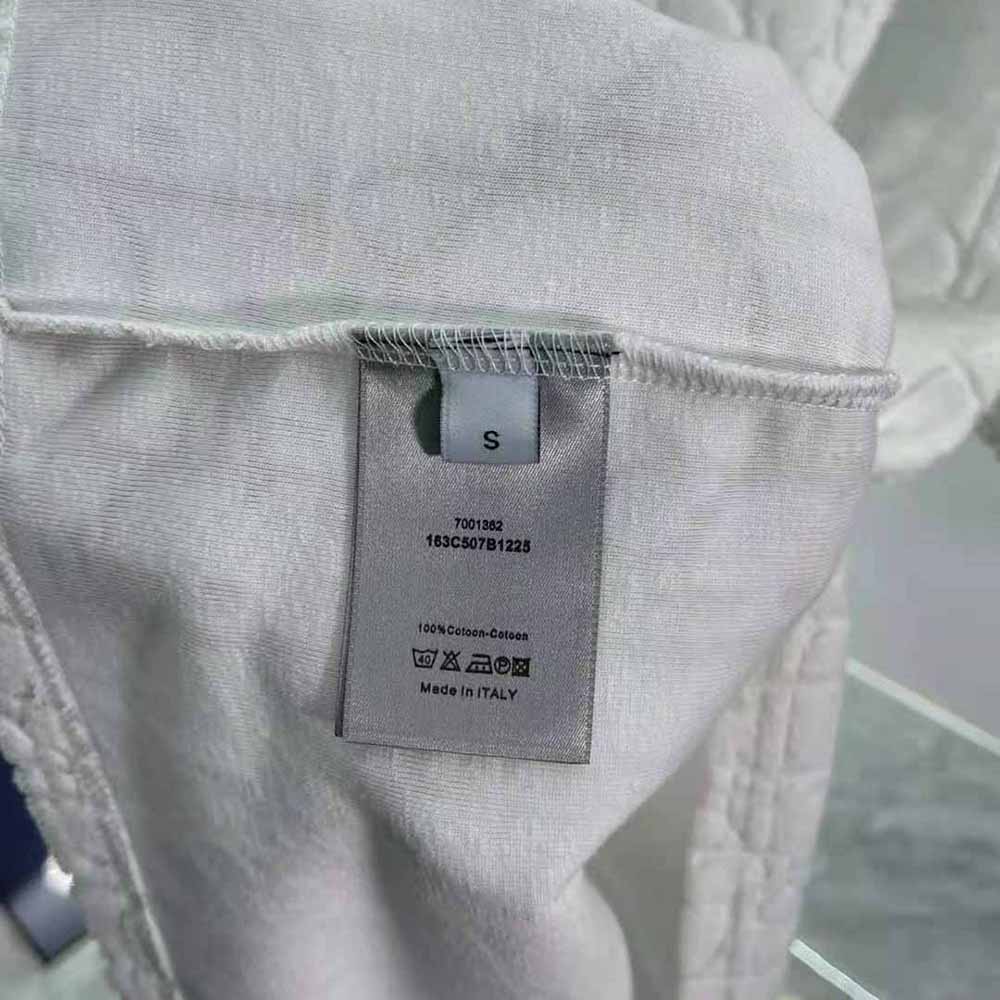 Dior Men Oblique T-shirt Relaxed Fit Off-White Terry Cotton Jacquard