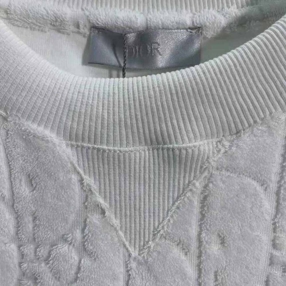 Dior Men Oblique T-shirt Relaxed Fit Off-White Terry Cotton Jacquard