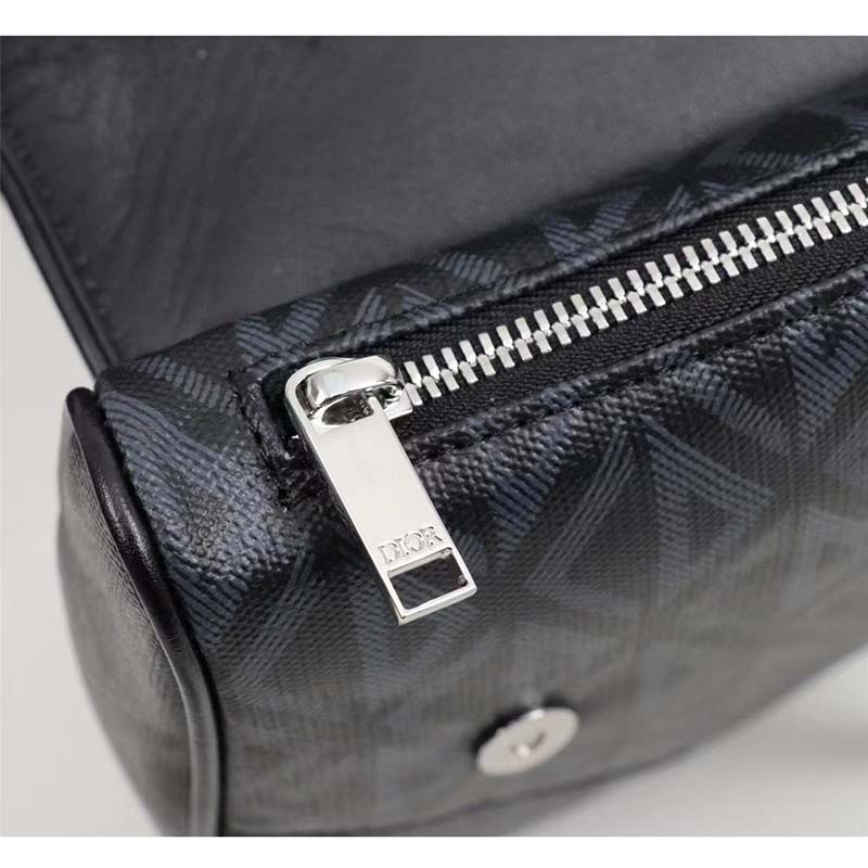 Dior Unisex CD Mini Saddle Bag Black CD Diamond Canvas Smooth Calfskin