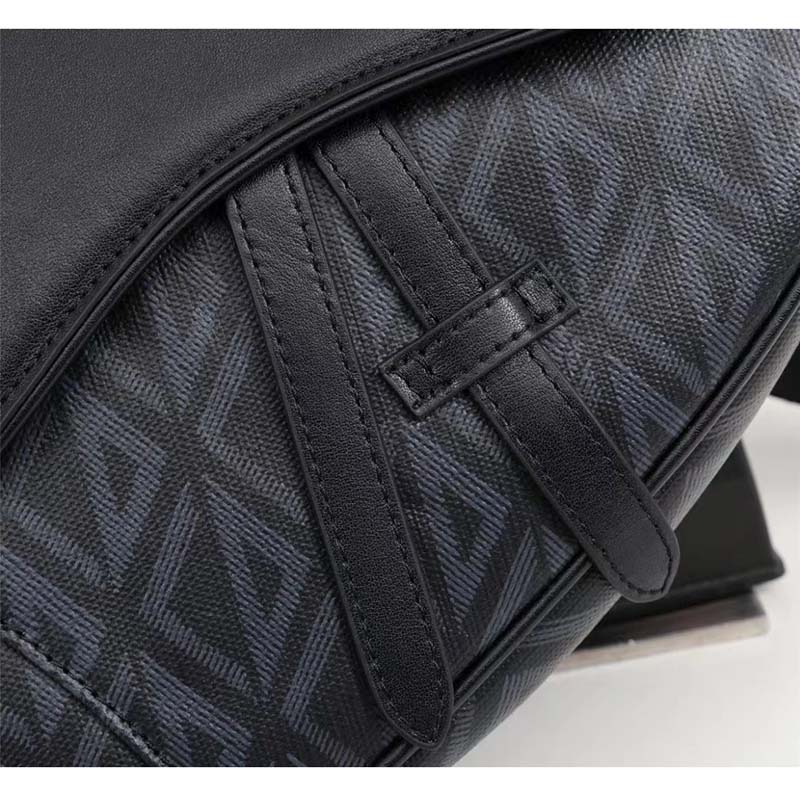 Dior Unisex CD Mini Saddle Bag Black CD Diamond Canvas Smooth Calfskin