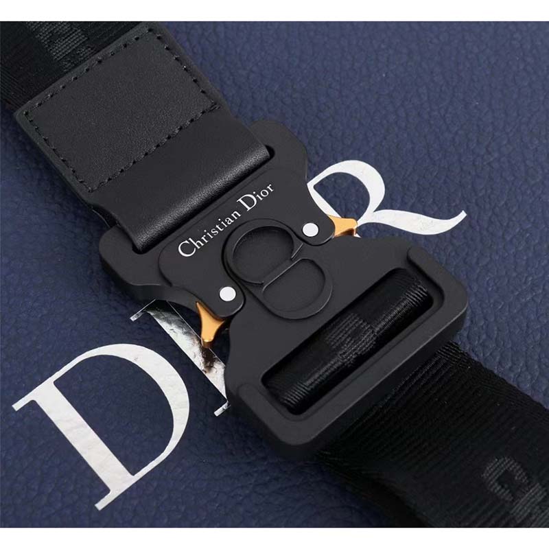 Dior Unisex CD Mini Saddle Bag Black CD Diamond Canvas Smooth Calfskin