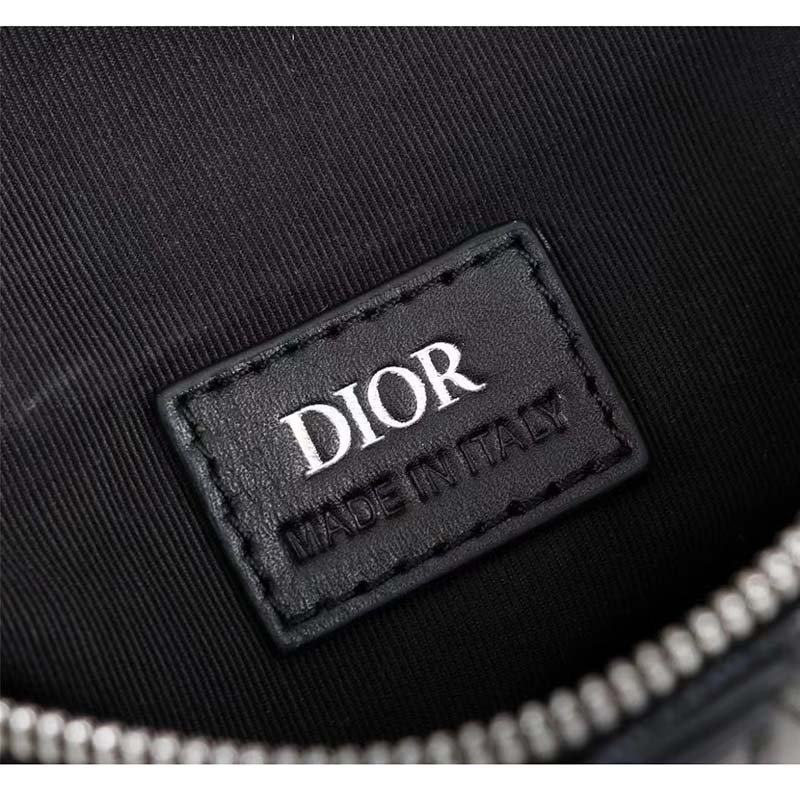 Dior Unisex CD Mini Saddle Bag Black CD Diamond Canvas Smooth Calfskin