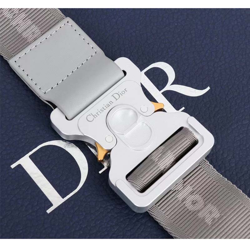 Dior Unisex CD Mini Saddle Bag Gray CD Diamond Canvas Smooth Calfskin