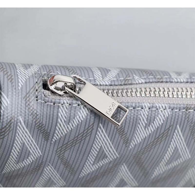 Dior Unisex CD Mini Saddle Bag Gray CD Diamond Canvas Smooth Calfskin
