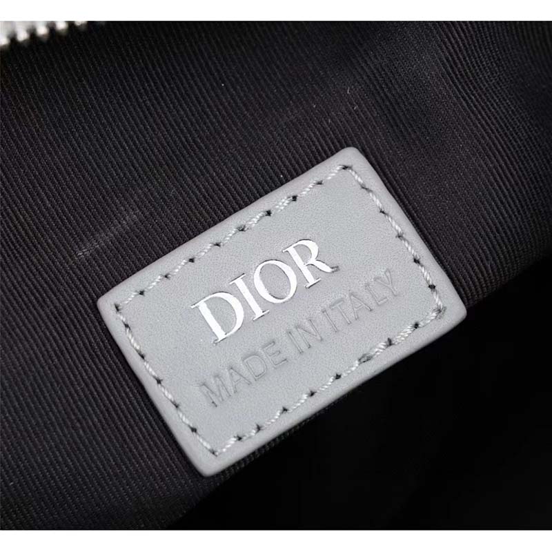 Dior Unisex CD Mini Saddle Bag Gray CD Diamond Canvas Smooth Calfskin