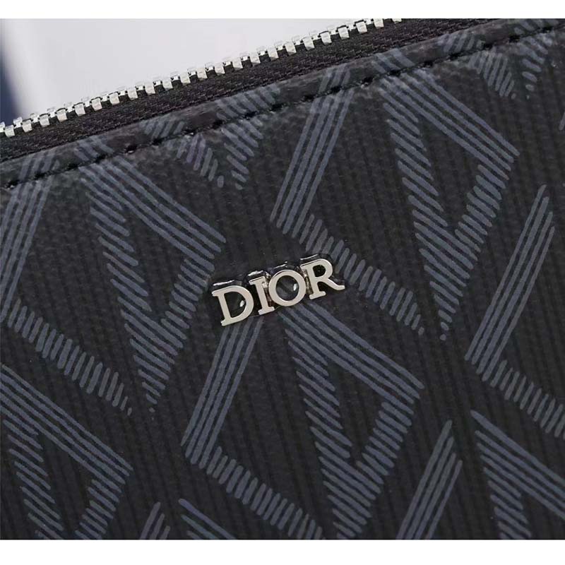 Dior Unisex CD Pouch Black CD Diamond Canvas DIOR Signature