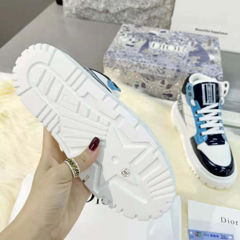 Dior Unisex D-Player Sneaker Blue Multicolor Technical Fabric Suede and Calfskin
