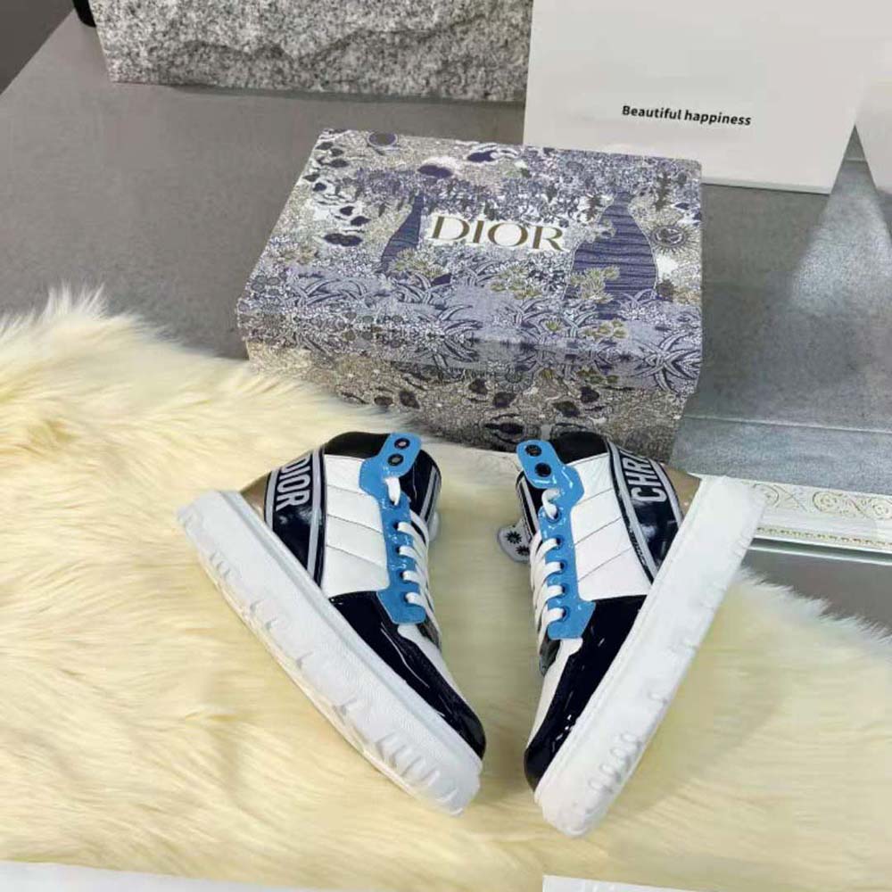 Dior Unisex D-Player Sneaker Blue Multicolor Technical Fabric Suede and Calfskin