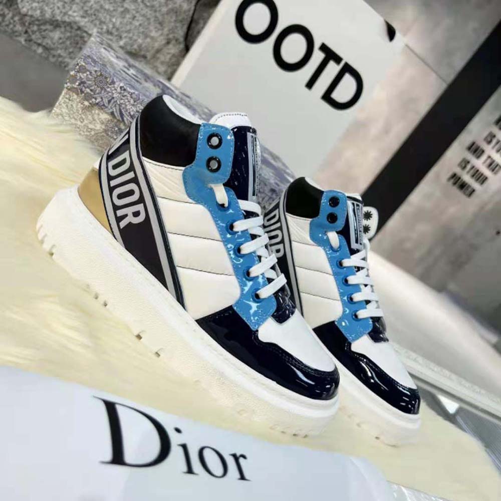 Dior Unisex D-Player Sneaker Blue Multicolor Technical Fabric Suede and Calfskin