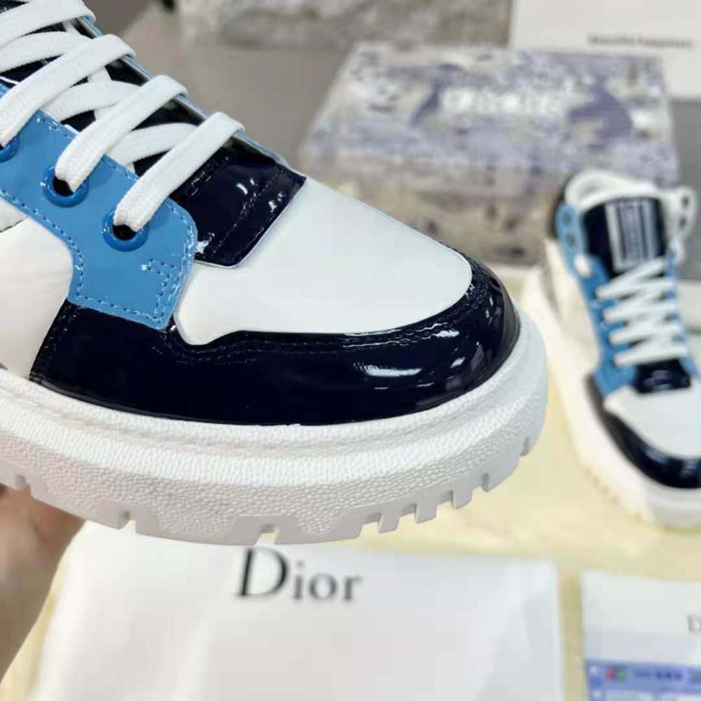 Dior Unisex D-Player Sneaker Blue Multicolor Technical Fabric Suede and Calfskin