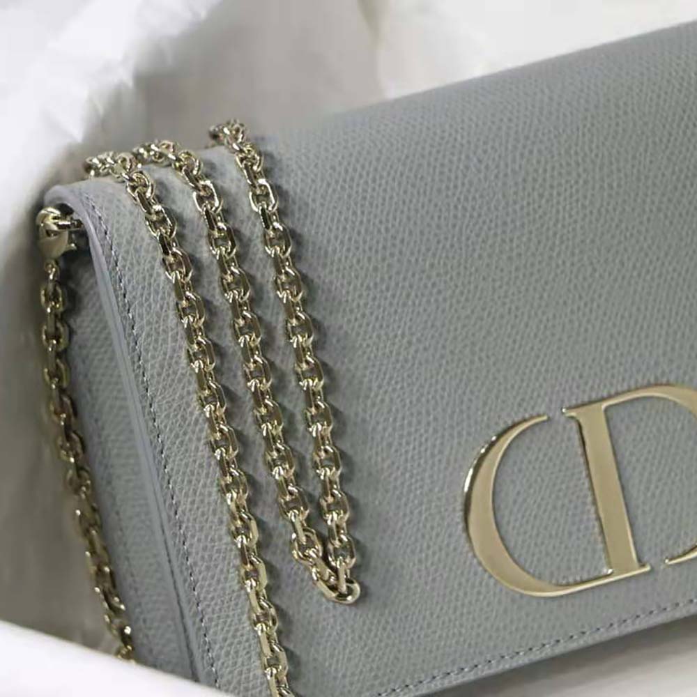Dior Women 30 Montaigne 2-in-1 Pouch Stone Grained Calfskin-Silver