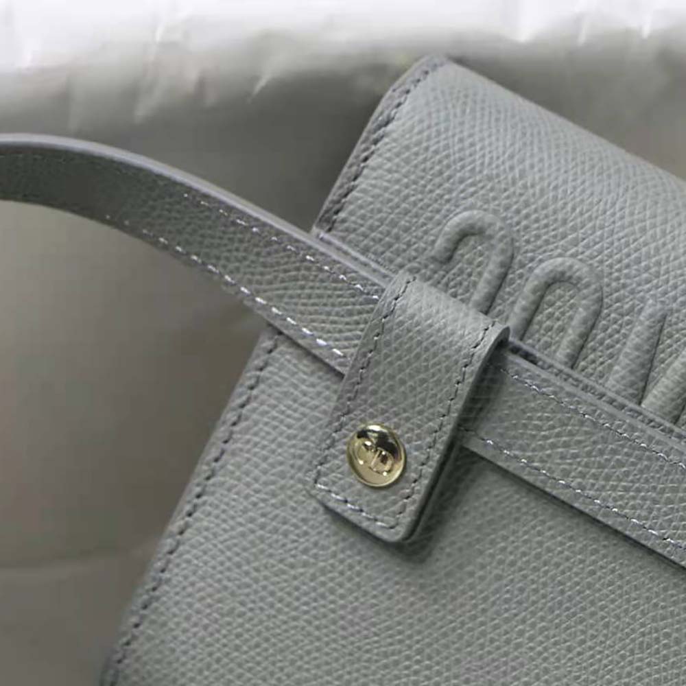 Dior Women 30 Montaigne 2-in-1 Pouch Stone Grained Calfskin-Silver